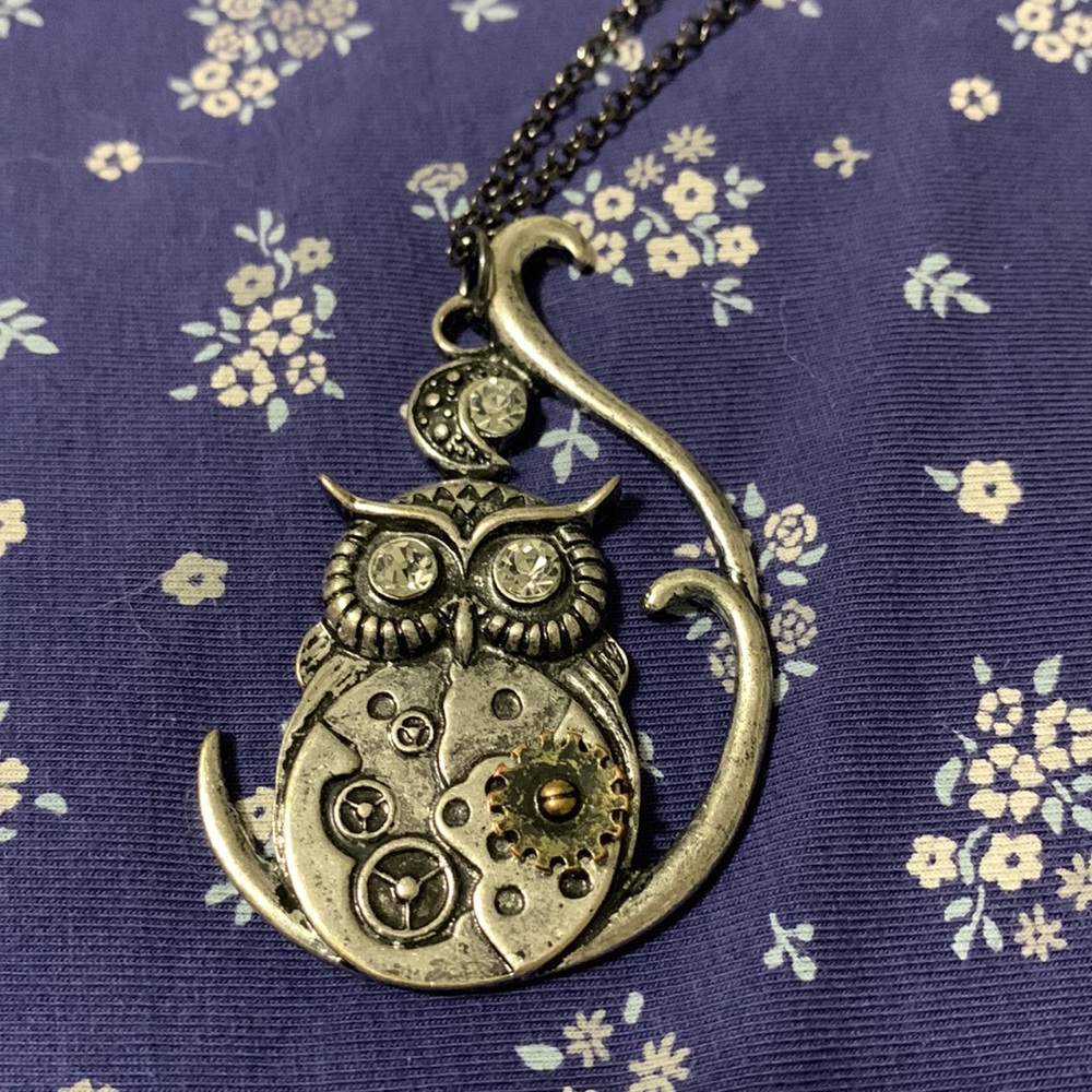 Silver, Brass and Dark Coloured Steampunk Owl